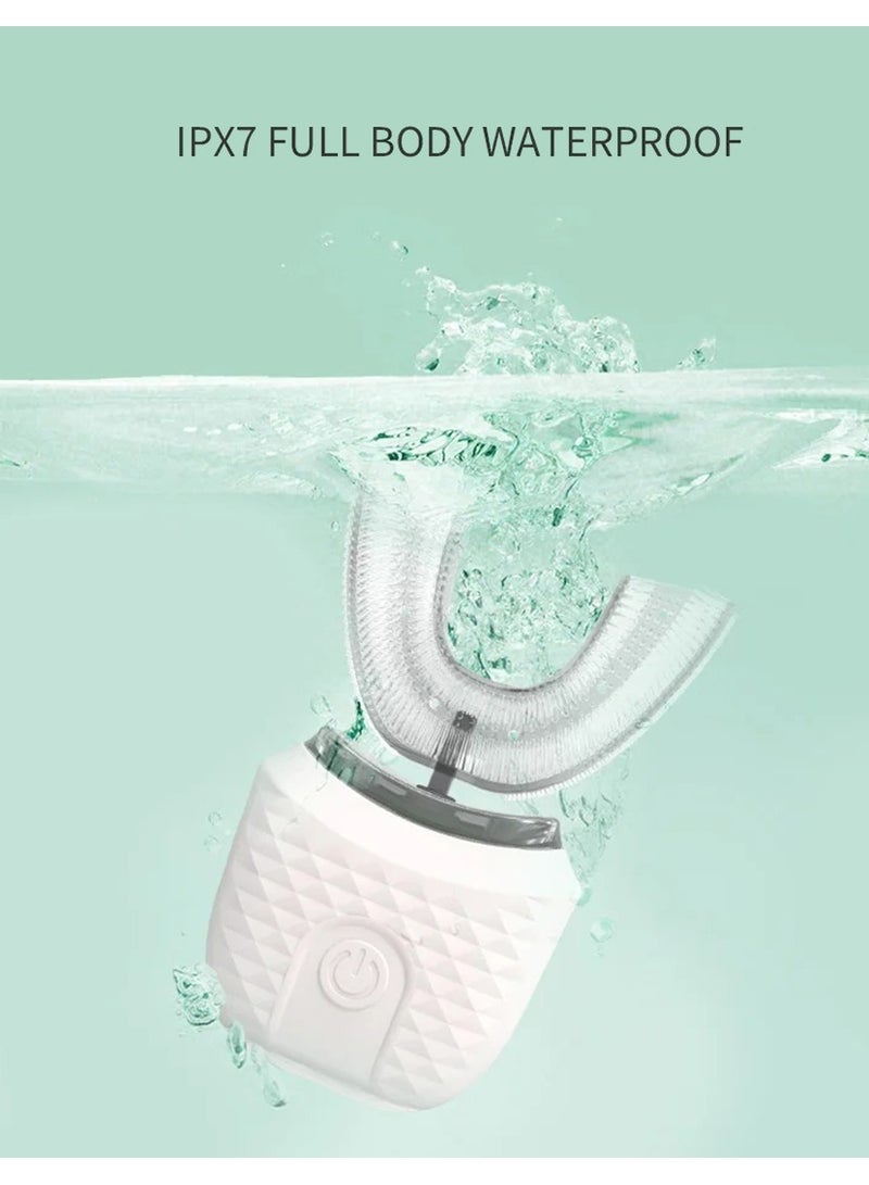 360° Ultrasonic U-Shaped Electric Toothbrush for Adults - Hands-Free Automatic Sonic Toothbrush with 4 Cleaning Modes, Blue Light Teeth Whitening, IPX7 Waterproof & USB Charging - Image 5